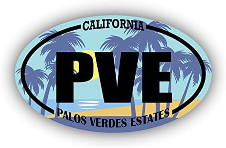 PVE PALOS VERDES ESTATES קליפורניה | מדבקות ציון דרך בחוף | אוקיינוס, ים, אגם, חול, גלישה, לוח ההנעה | מושלם למכוניות, חלונות, מחשבים